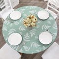 Walrus Round Vinyl Fitted Tablecloth with Flannel Backing Elastic Edge Design Table Cover Waterproof Oil-Proof PVC Table Cloth Stain-Resistant Best for 32"-36" Round