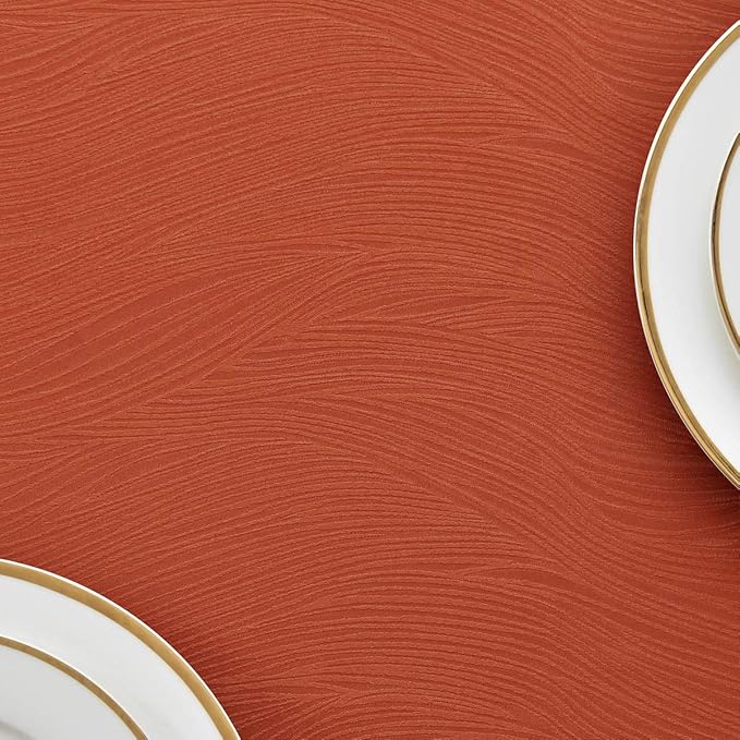 maxmill Jacquard Tablecloth Swirl Design Spillproof Wrinkle Free Soft Dining Table Cloth Halloween Decorative Fabric Table Cover for Fall Harvest Thanksgiving Dinner, Rectangle 60 x 84 Inch Rust