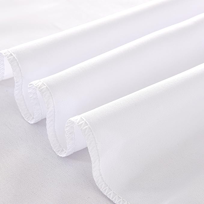 6-Pack Round 108-inch White Table Cloths, Solid Stain and Wrinkle Resistant Circular Tablecloth, Premium Plain Weave Polyester Fabric Table Linen Covers for Hotel, Banquet