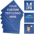 Custom Personalized Leather Coasters - Set of 6 | DIY Name, Photo, or Logo Coasters for Coffee Table, Bar, Beer, Wine | Ideal Housewarming Gift,Blue