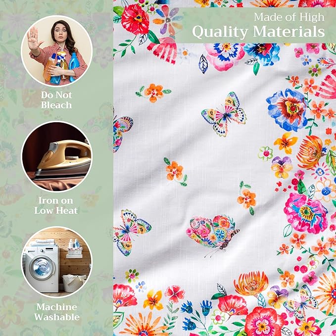 Maison d' Hermine Cloth Napkins Set of 4 100% Cotton Everyday Reusable Square Napkins Cloth Washable Dinner Wedding Valentines Day Decorations Spring/Summer (Happy Florals - High Summer, 20" x 20")