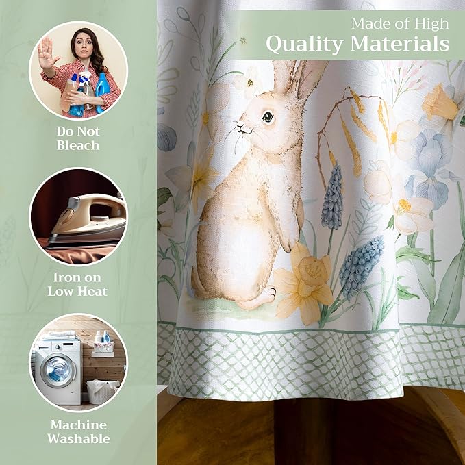 Maison d' Hermine Table Cloth Round Table 100% Cotton 69 Round Inches Tablecloth Reusable Decorative for Dining Room Farmhouse Home Valentines Day Decorations Spring Summer - Easter Dew