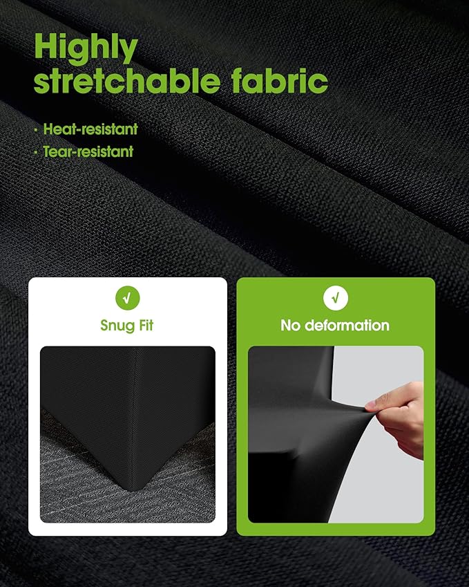 Pureegg Spandex Tablecloth 6ft - 8 Pack, Fitted and Tight Cloth for Rectangle Table, Wrinkle-Free and Stretch Table Cover for Party, Wedding, Banquet and Birthday, Black