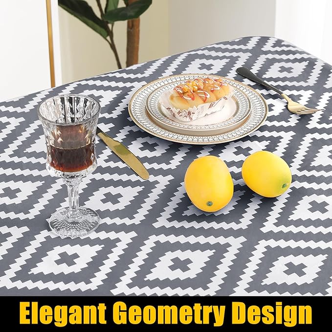 Smiry Rectangle Table Cloth Cover, Waterproof Elastic Fitted Picnic Tablecloth for 4 Foot Tables, Wipeable Flannel Backed Vinyl Tablecloths for Camping, Dining, Outdoor (Grey, 30" x 48")