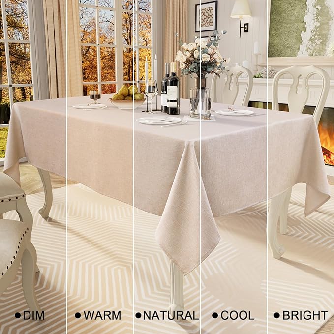 Smiry Square Table Cloth Linen Textured, Waterproof Spillproof Anti-Wrinkle Burlap Tablecloth, Washable Decorative Fabric Table Cover for Dining, Party, Banquet, 54 x 54 Inch, Linen