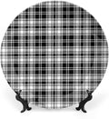 Ceramic Plates, Abstract Decor Decorative Ceramic Plates, British Tartan Stripes Pattern, 7 Inch, Household Plates Decorative, Black White