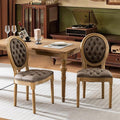 SoarFlash French Dining Chairs Set of 2, Vantage Dining Chair with Round Back, Wood Leg Farmhouse Country PU Leather Dining Chair for Kitchen,Bedroom,Brown