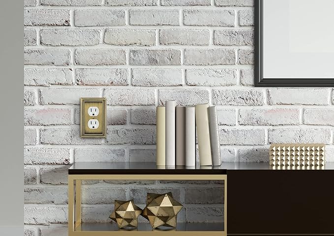 Henne Bery Sunken Pearls Heavy Duty Decorative Wall Plate Switch Plate Outlet Cover (Single Duplex, 3 Pack, Antique Brass)