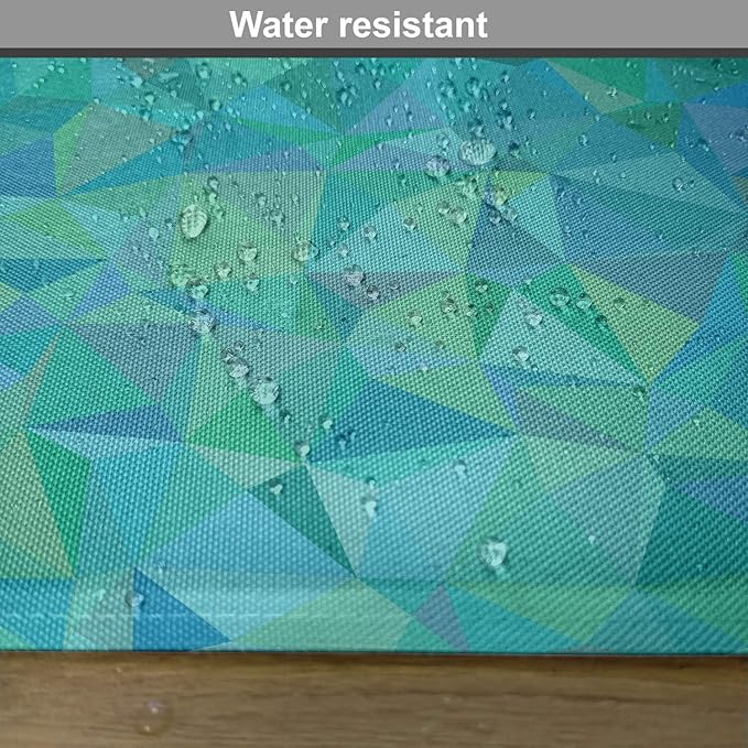 Ambesonne Teal Place Mats Set of 4, Abstract Irregular Triangle Mosaic Design and Geometrical Modern Art Image Pattern, Washable Fabric Placemats for Dining Table, Standard Size, Green Navy