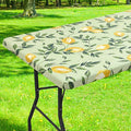 Smiry Rectangle Table Cloth Cover, Waterproof Elastic Fitted Picnic Tablecloth for 6 Foot Tables, Wipeable Flannel Backed Vinyl Tablecloths for Camping, Dining, Outdoor (Lime White, 30" x 72")