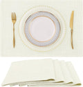 homing Cotton Linen Placemats Set of 4, Cloth Washable Farmhouse Dining Table Mats for Indoors & Outdoors, Easy to Clean, Cream, 13 x 19 Inch