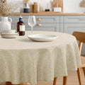 JIUZHEN Round Textured Table Cloth Linen Wrinkle Free Stain Resistant Farmhouse Decorative Circular Tablecloth for Kitchen, Dining, Party, Wedding, Outdoor Use (45 Inch Round,Beige)
