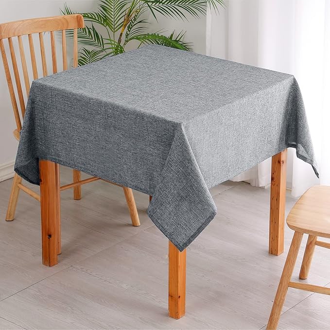 Hiasan Faux Linen Rectangle Tablecloth - Wrinkle and Stain Resistant Washable Table Cloth for Kitchen Dining Room Holiday Table Cover for Party Dinner, Grey, 30 x 60 Inch