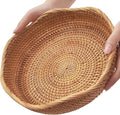 Rattan 10" Medium Wave Bread Basket for Fruit, Natural Wicker Fruit Basket for Kitchen Counter, Hand Woven Wicker Food Baskets, Bread Baskets for Serving, Gift Basket for Gifts, Vegetable, Snack, Etc.