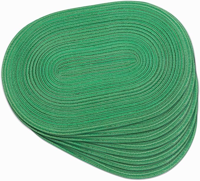 Noctiflorous Oval Braided Placemats Set of 8 Woven 12x18 Inch Non Slip Washable Heat Resistant Place Mats Round Tablemats for Dining Kitchen Party Daily Table Decor Dinner Mats (Green Shine, 8)