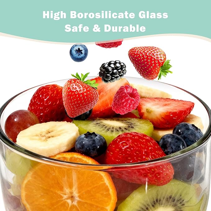 Trifle Bowl with Lids, 135oz Glass Serving Bowls, BPA-Free Borosilicate Salad & Fruit Bowls, Airtight Food Storage Containers, Ideal for Layered Desserts & Holiday Parties