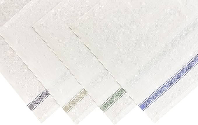 Premium Cloth Striped Placemats Set of 4 – 100% Soft Durable Jacquard Woven Cotton Table Placemats with Stain-Release Fabric – Machine Washable for Dining Table – Taupe, 20"x14"