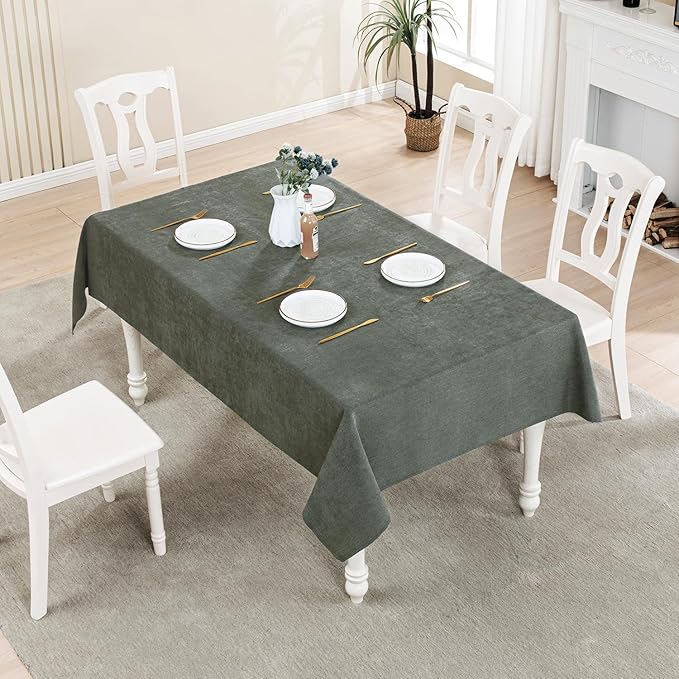 BALCONY & FALCON Rectangle Tablecloth Washable Wrinkle Resistant and Water Proof Table Cloth Decorative Linen Fabric Tablecloths for Dining Parties Kitchen Wedding and Outdoor Use (Black Olive, 55x70)