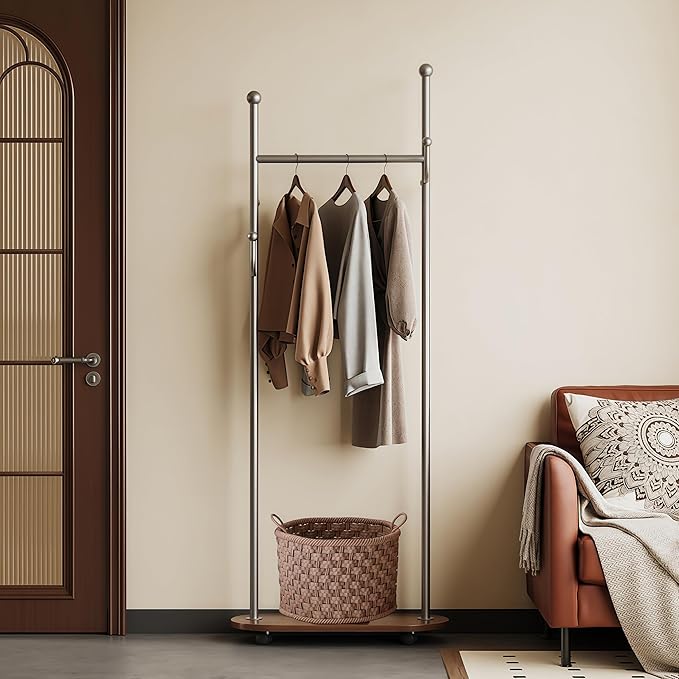 Cactus shaped Freestanding Metal Coat Rack Stand Modern Organizer for Scarf Jacket Hat Bags Ideal for Home Entryway Bedroom Corner Stable and Moveable(Silver)