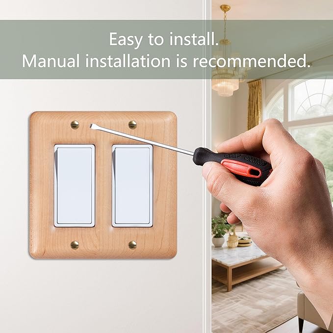 Double Light Switch Cover Plate Decorative Maple Wood Outlet Covers For Light Switches And Outlets