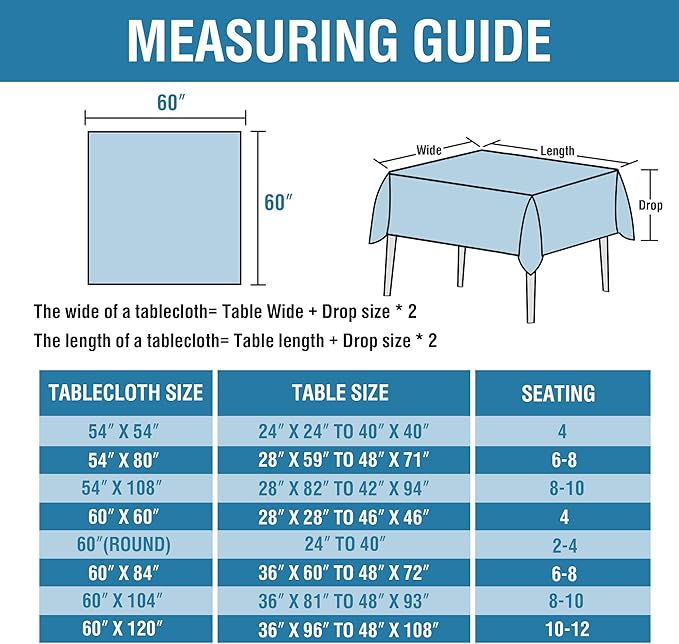 H.VERSAILTEX Linen Textured Table Cloths 60 x 60 Inch Premium Solid Tablecloth Spill-Proof Waterproof Table Cover for Dining Buffet Feature Extra Soft and Thick Fabric Wrinkle Free, Ink Blue