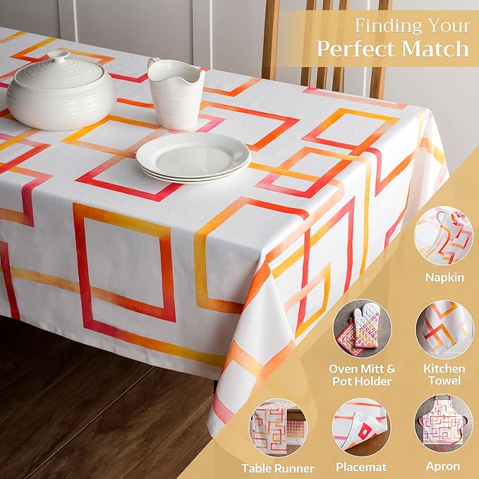 Maison d' Hermine Table Cloth Rectangle Table 100% Cotton 60 x 120 Inches Tablecloth Reusable Decorative for Dining Room Farmhouse Home Valentines Day Decorations Spring Summer - Summer Maze