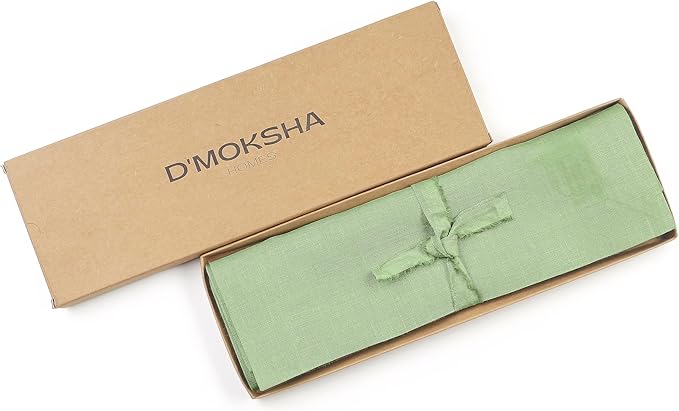 D'Moksha Homes Linen Placemats 14 x 19 Inch - Sage Green Placemats Set of 6-100% Pure Linen Table Place Mats for Spring, St Patricks Day, Easter - Handcrafted and Machine Washable