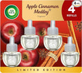 Air Wick Plug In Scented Oil Refill, Infused with Essential Oils, Plug In Air Fresheners for Home, Fall Scent, Fall Décor, Apple Cinnamon Medley, 4 ct