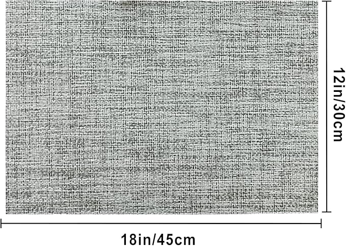 DACHUI Placemats Set of 6, Linen Look Woven Place Mats, Water Resistant, Heat Resistant, Washable, Durable Table Mats (Light Grey)
