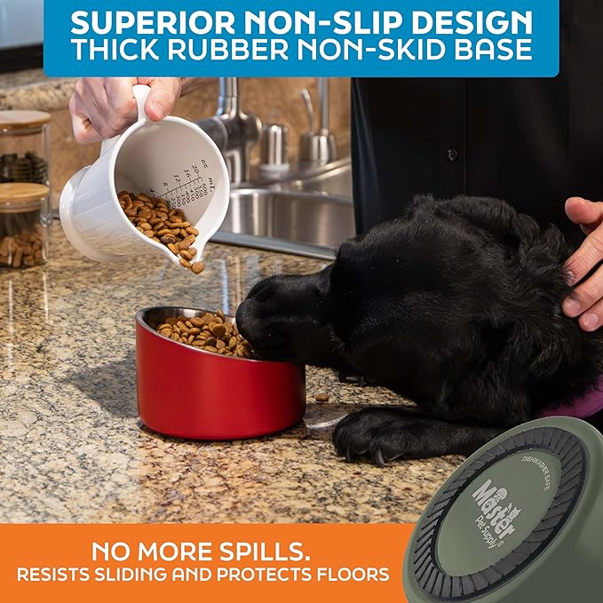 Master Pet Supply Stainless Steel Slanted Dog Cat Food Bowl - 16 oz Heavy Duty - Camo Patrol, Double Wall Insulated, Non-Slip Elevated Bowl for French Bulldogs Pugs Cats, Anti Rust Dishwasher Safe