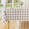 misaya Rectangle Waterproof Vinyl Table Cloth, Buffalo Flannel Backed Tablecloth, Wipeable Plastic Table Cover for Dinner, Kitchen, Outdoor (54" x 78", Khaki and White)