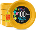 Yellow Plastic Plates For Party 9" Yellow Disposable Plates Heavy Duty 100 Pcs Plastic Dinnerware Sets Heavy Duty 350 GSM Disposable Dinnerware Set