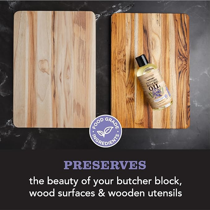 CLARK'S Cutting Board Care Kit - Includes Mineral Oil - Finishing Wax (6oz) - Applicator - Scrub Brush - Buffing Pad - Infused with Lavender and Rosemary Extract - Features Clark's Cutting Board Wax
