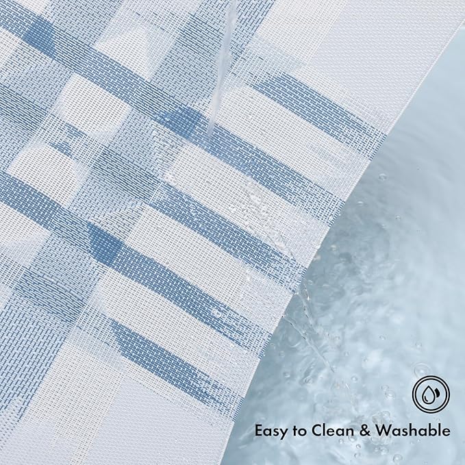 Winknowl Placemats Set of 8, Heat Resistant Stain Resistant Woven Vinyl Insulation Place mats, Durable Washable Elegant Table Mats for Kitchen Dining Table Decor (Geometric Blue)