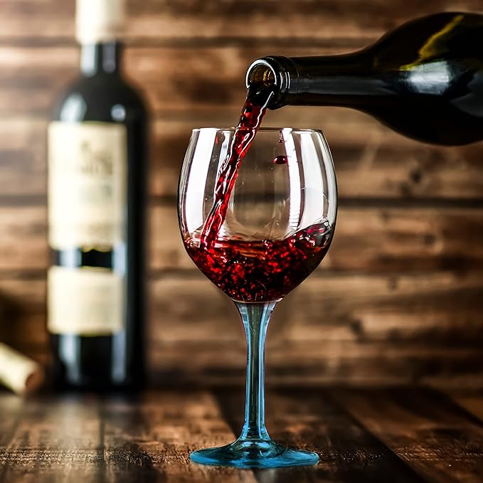 DISCOUNT PROMOS Premiere Wedding Wine Glasses 20.5 oz. Set of 12, Bulk Pack - Restaurant Glassware, Perfect for Red Wine or White Wine - Blue