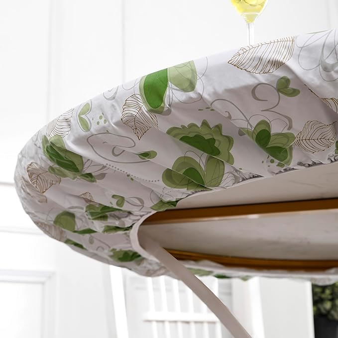Walrus Round Vinyl Fitted Tablecloth with Flannel Backing Elastic Edge Design Table Cover Waterproof Oil-Proof PVC Table Cloth Stain-Resistant Best for 32"-36" Round