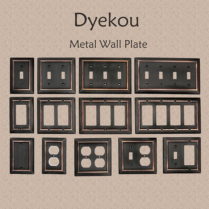 Metal Wall Plate for Electrical Outlets, Decorative Aged Bronze Switch Plates Outlet Cover, Light Switch Cover Plate, 2-Gang Wall Plates (Double Duplex Outlet, 2 Pack)