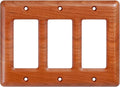 Elegant Cherry Wood Triple Toggle Light Switch Cover Plate – Perfect Replacement for Triple Switch Plates, Stylish Design for Modern Interiors