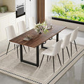 Extendable Dining Table Set for 6, 55"–71" Modern Wood Kitchen Table with 6 Upholstered Chairs, Space-Saving for Living Room Apartment, Sturdy & Comfortable, Easy Assembly