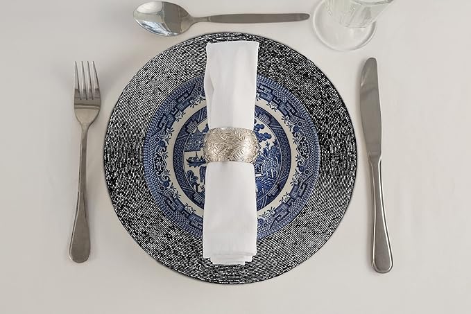 Lightnpro Round Black Beaded Placemats Set of 4 - Handcrafted Decorative Table Chargers - Elegant Farmhouse Table Mats for Dining, Holiday Dinner, Parties, Wedding & Home Décor - 13 Inch Black