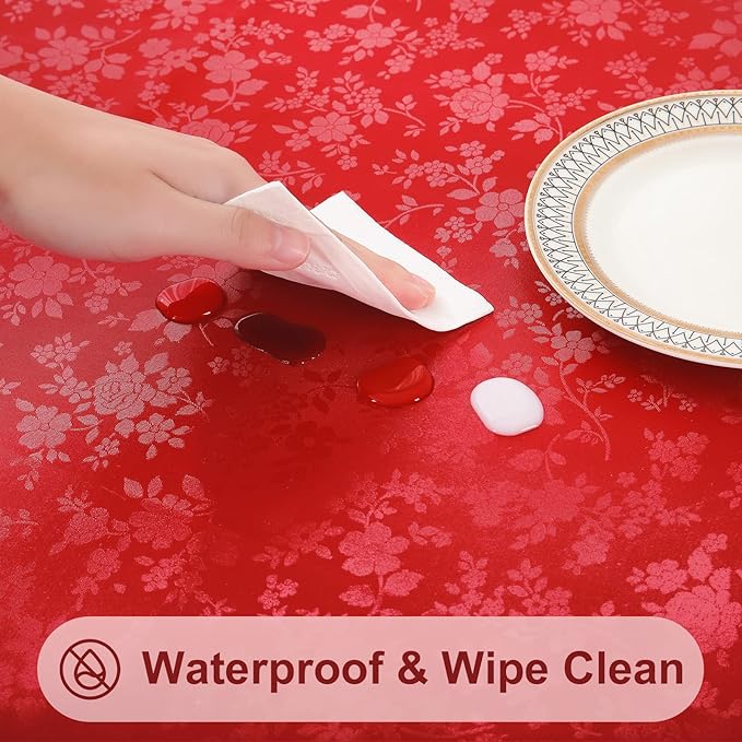 Smiry Rectangle Table Cloth, Waterproof Heavy Duty Vinyl Tablecloths, Wipeable Washable Table Cover for Kitchen and Dining Room (Red, 70" X 120")
