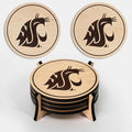 LazerEdge Washingston State Cougars Wooden Coaster Set - Maple Wood - Officially Licensed Product - 4-Pack
