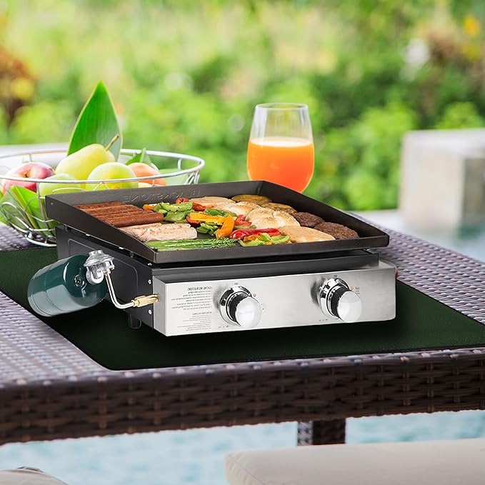Green 25x19.5 Inchs Heat Resistant Mat for Outdoor Grill Table,Fireproof Under Blackstone Griddle BBQ Mat,Air Fryer Mat,Indoor Fireplace Mat, Protect Your Table and Grill Table（0.04in Thickness）