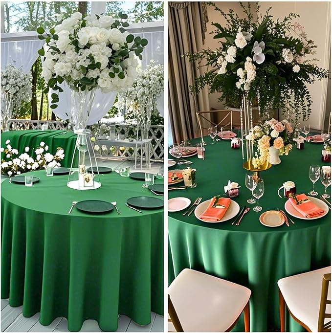 8 Pack Round Tablecloth 120 Inch Cloth Green Table Cloth for Round Tables, Washable Polyester Tablecloth Stain and Wrinkle Resistant Decorative Table Cover for Wedding Party Dining Banquet