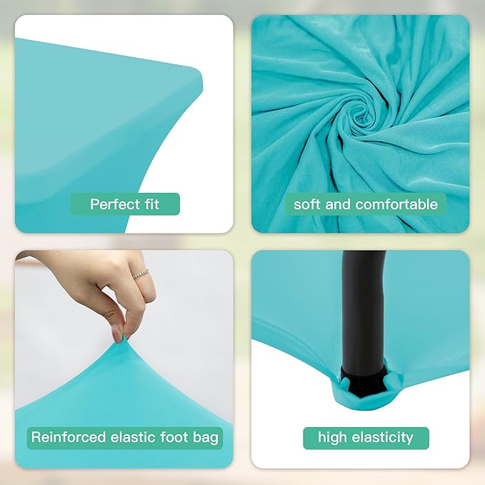 2Pack 4FT Table Cloth for Rectangular Fitted Events Stretch Sky Blue Table Covers Washable Spandex Tablecloth Protector for Party, Wedding, Cocktail, Banquet, Festival