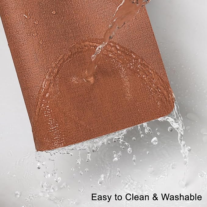 Myir JUN Reversible Vinyl Placemats Set of 4, Faux Leather Place Mats Dual Sided Waterproof Wipeable, Heat-Resistant Table Mats for Kitchen Dining Indoor Outdoor (12" x 17", Light Gray Reddish Brown)