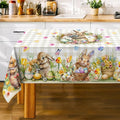Easter Tablecloth 60 x 120 Inch Rectangle, Easter Bunny Table Cloth Buffalo Check Plaid Kitchen Table Cover for Dining Room Spring Oblong Tablecloth Indoor Decor
