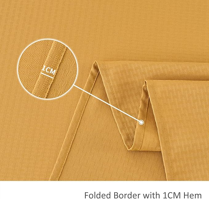 maxmill Weaved Texture Rectangle Tablecloth Water Resistant Wrinkle Free Spill-Proof, Soft Table Cloth for Dining Room Decoration, Banquet Parties Event Holiday Dinner, 60 x 84 Inch Ochre Yellow