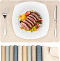 Heat Resistant Placemats Set of 2, 17x12in Waterproof Wipeable Faux Leather Non Slip Table Mats, Easy to Clean, Stain Resistant, for Kitchen Dining Room– Ivory Beige