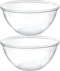 PLASTICPRO Disposable 150 Ounce Round Crystal Clear Plastic Serving Bowls for Snack or Chip ,Candy Dish, Party Salad Container Pack of 2